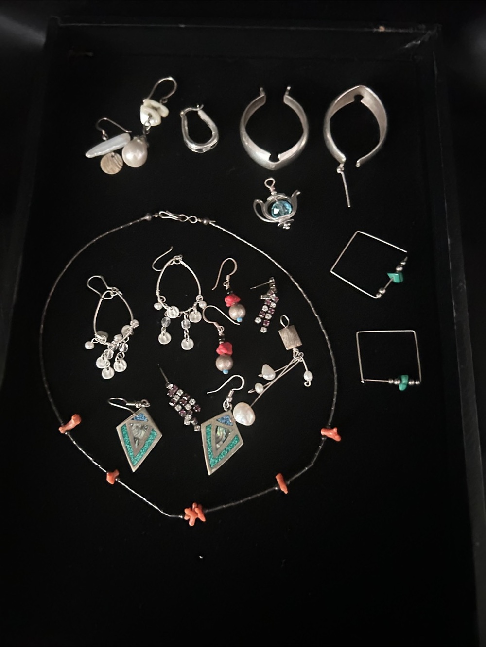 Lot of Wearable and Some broken Sterling Silver Earrings 54.444 Grams As Is